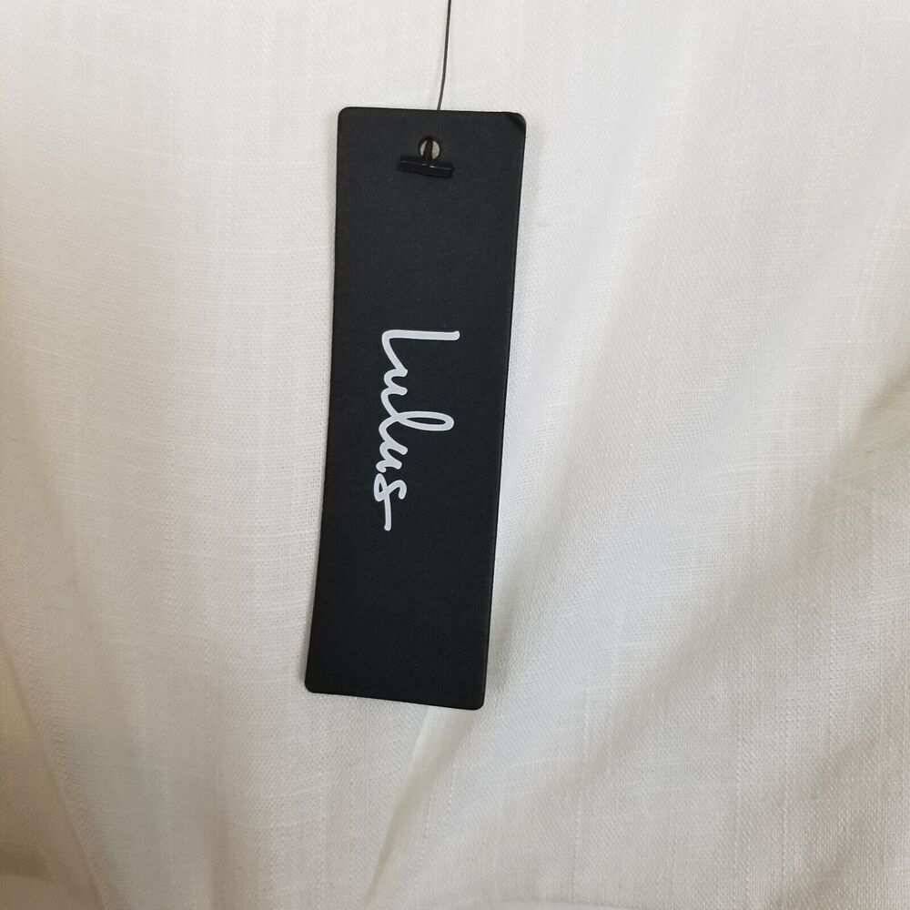 Lulu's Women Stun All Summer White Linen Cutout Tie-Front Midi Dress Size XL‎ - Picture 8 of 10